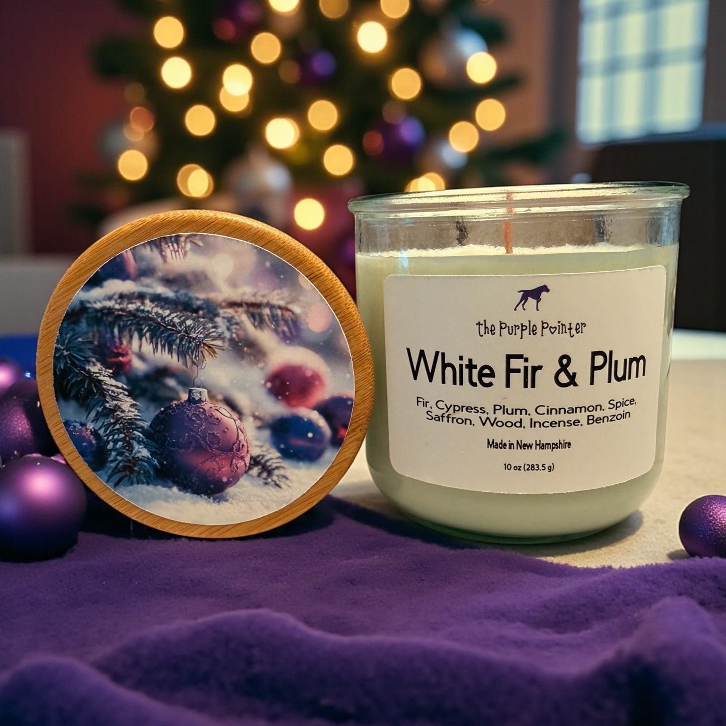 White Fir & Plum 10 oz candle