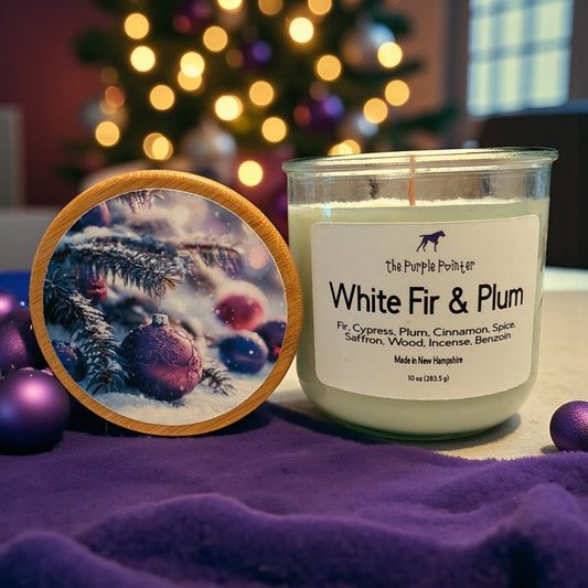 White Fir & Plum 10 oz candle